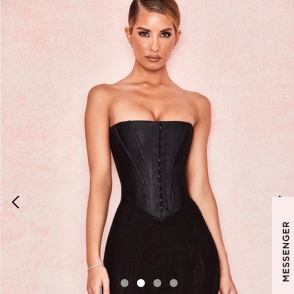 House of CB SEXY CORSET BLACK MESH STRAPLESS COCKTAIL LBD TUBE DRESS MEDIUM - Picture 9 of 11
